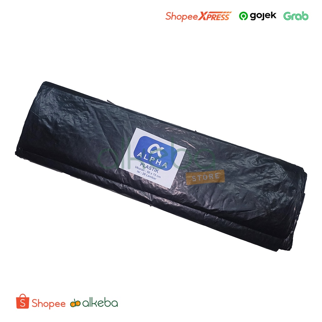 Trash Bag Hitam 50x75 cm Alpha Kantong Plastik Sampah Polybag isi 28 Lembar