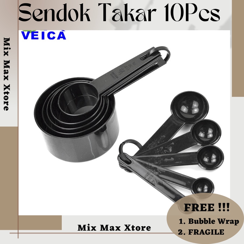 Sendok Takar Ukur 10 PCS Cup Measuring Spoon - Black