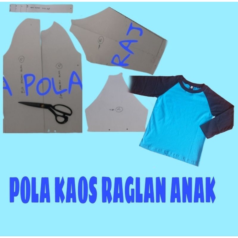 pola kaos raglan anak isi 6 ukuran XS S M L XL XXL
