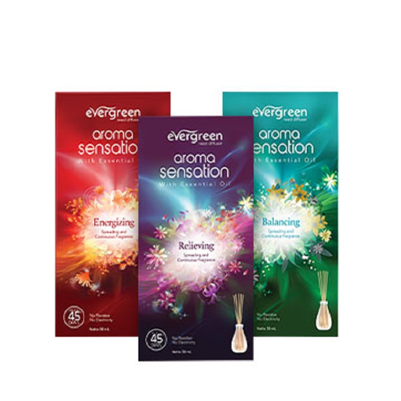 Evergreen Reed Diffuser Aroma Sensation With Essential Oil - Pengharum Ruangan 50ml (Set/Reffil)