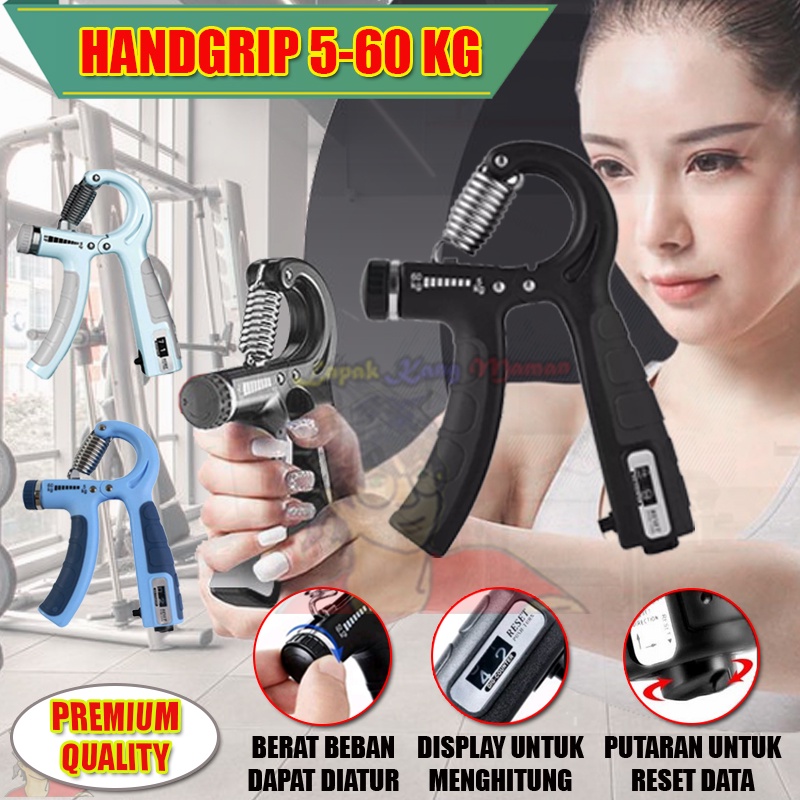 Hand Grip Adjustable Counter 5-60Kg Handgrip Alat Fitness Otot tangan