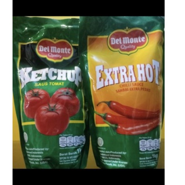 

saos tomat dan saos sambal extra hot delmonte kemasan 1kg