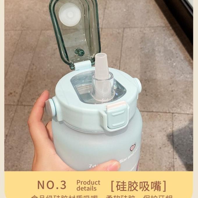 YIBEN Botol minum pastel sticker viral jumbo 2L seperti Quifit