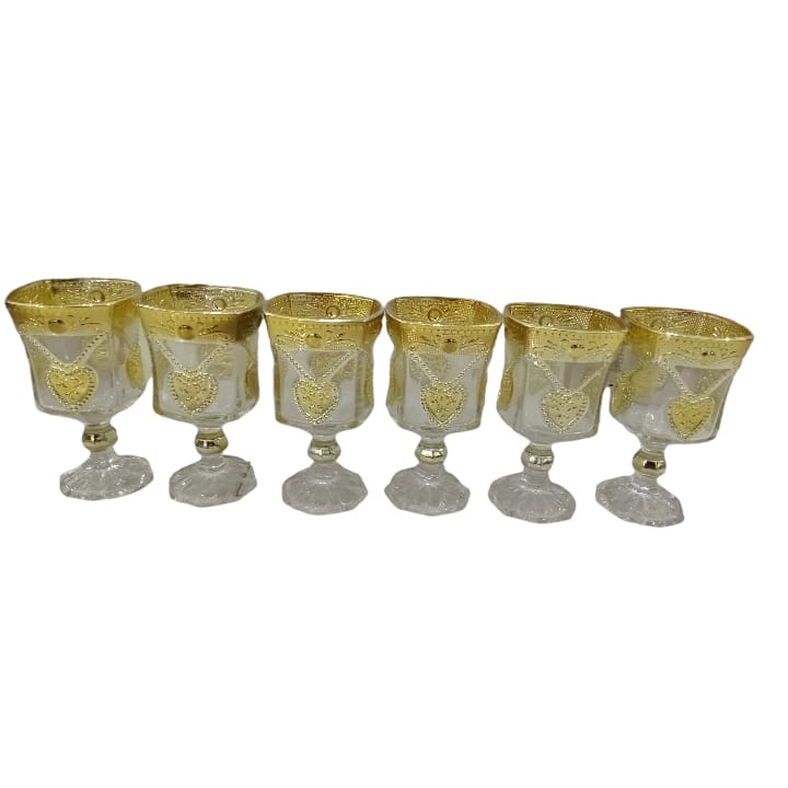 Gelas Set 6pcs Gold Silver High Quality Glassware