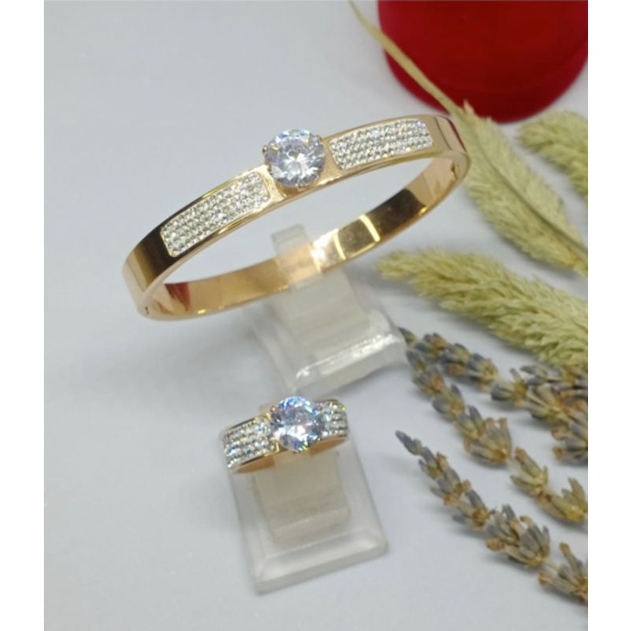 set gelang dan cincin titanium