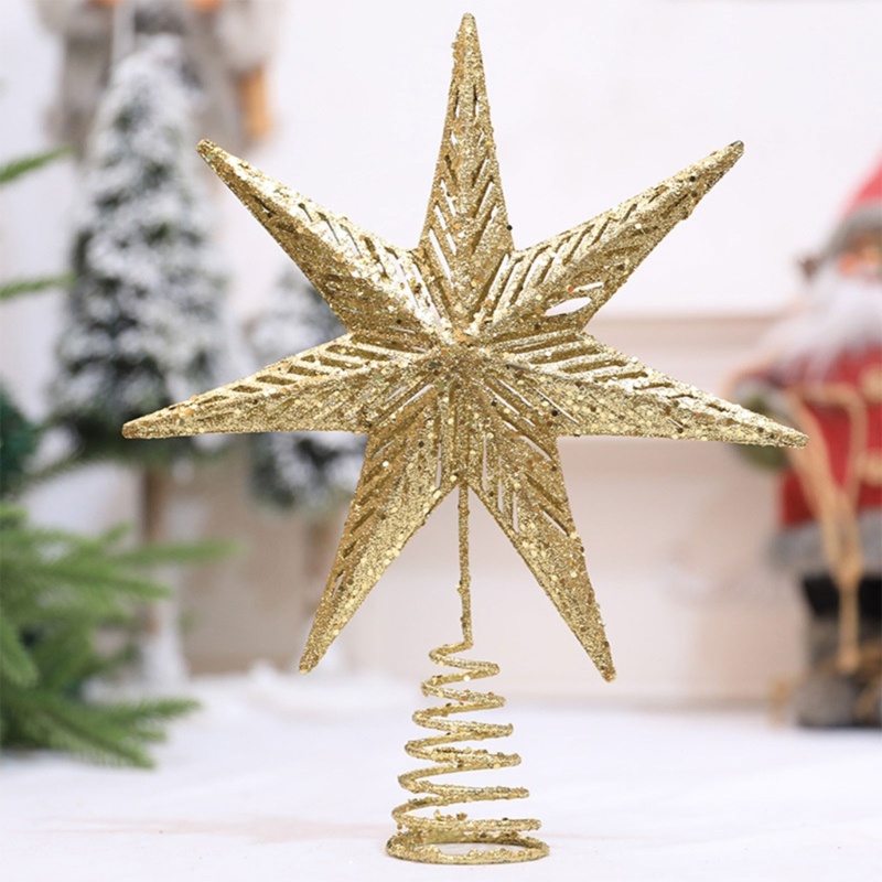Topper Pohon Natal Bentuk Bintang Heptagon Glitter Untuk Dekorasi Pesta