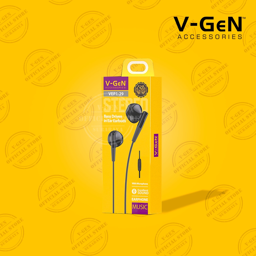 Earphone V-GeN VEP1-29 Wired Headset Handsfree Stereo VGEN