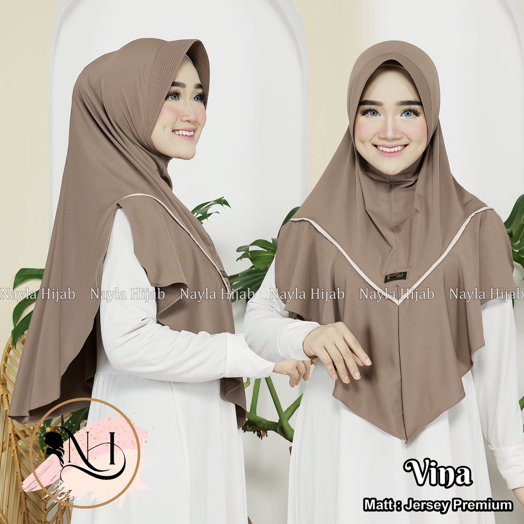 Kerudung Instan Jersey Model Vina Jilbab Instan Jersey Super Premium Hijab Bergo Terbaru Nayla Hija'b