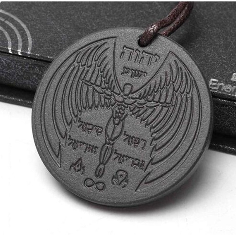 Kalung Tali Kulit Dengan Liontin Desain Malaikat Spiritual Untuk Kesehatan Charms