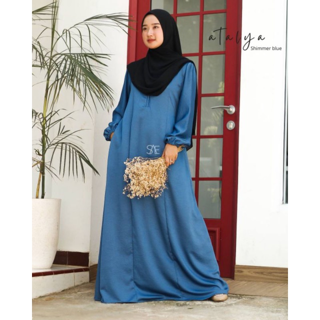 Gamis Atalya bahan crinkle sutra | gamis atalya bahan crinkle airflow | busui friendly