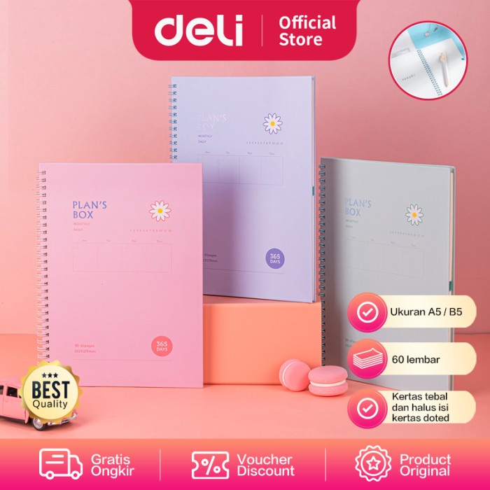 

Deli buku Agenda A5/B5 60 Halaman Landscape 3 warna 2420X - B5