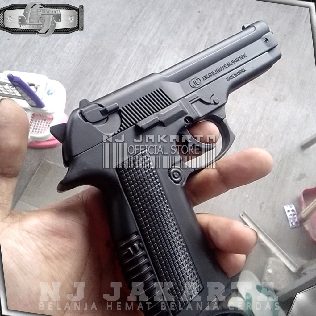 Korek Api Gas PIstol Besi Metal Black Doff Free Sarung Mancis Lighter