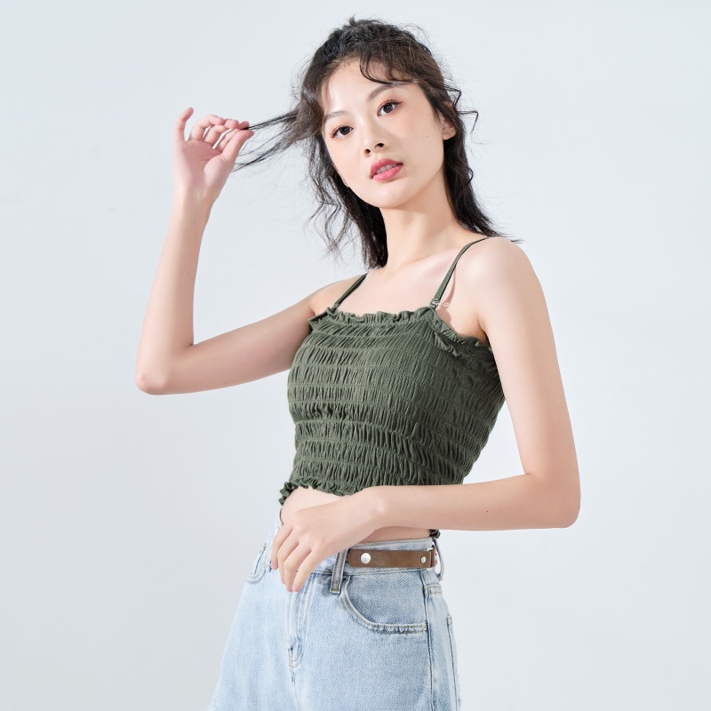 BEE - Tanktop Bra Kemben Tali Lepas Pasang Korean Style Tengtop Kerut Crop Top Bra 902