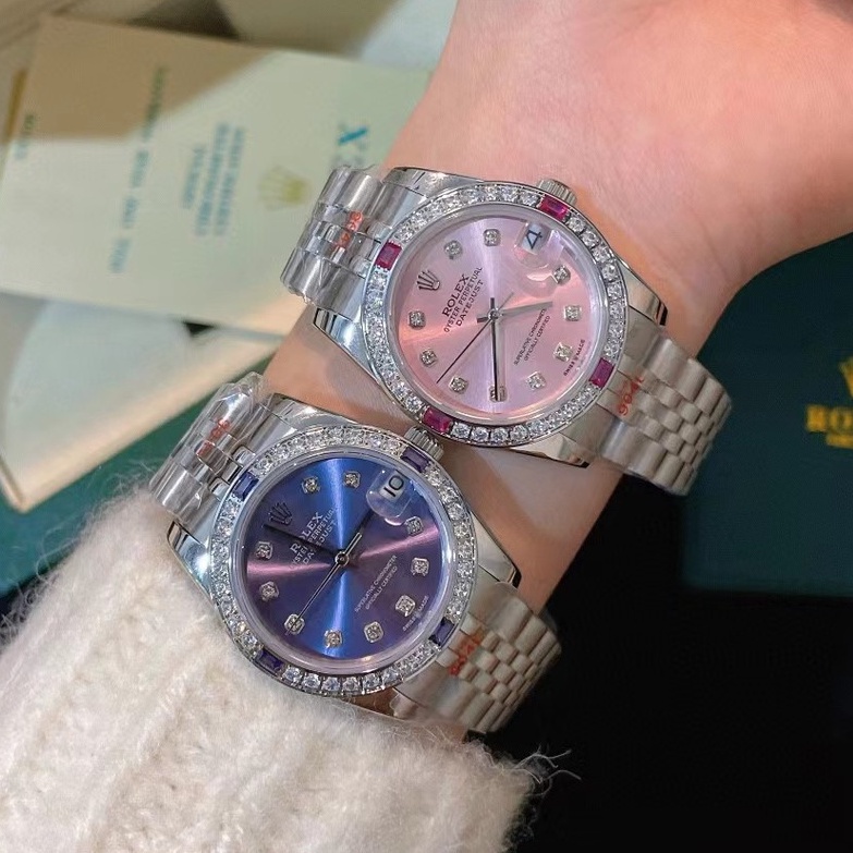【KOTAK ORI GRATIS】 ROLEX Wanita Jam Tangan Kalender Fashion Jam Tangan Stainless Kasual