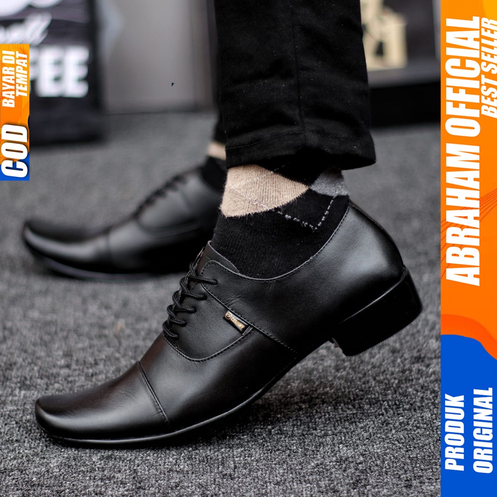 Sepatu Pantofel Hitam Kulit Asli Formal Kerja Kantor Pria Abraham Phelik