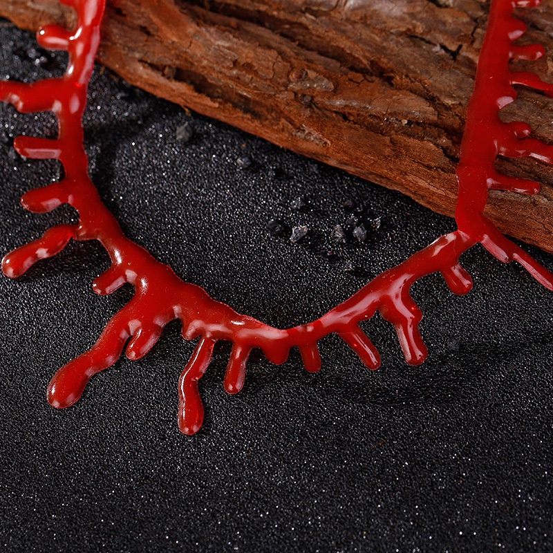 2022 Kalung Choker Darah Merah Gaya Gothic Untuk Cosplay Vampire Dark Halloween