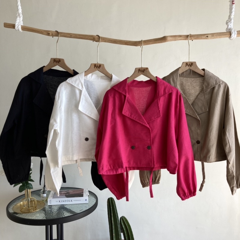 Niki Outer Linen / Baju Atasan Outer Kemeja Wanita Crop