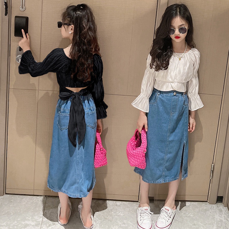 SSP11- Setelan Set Anak Remaja Besar Tanggung Blouse Jeans Korea Venomena