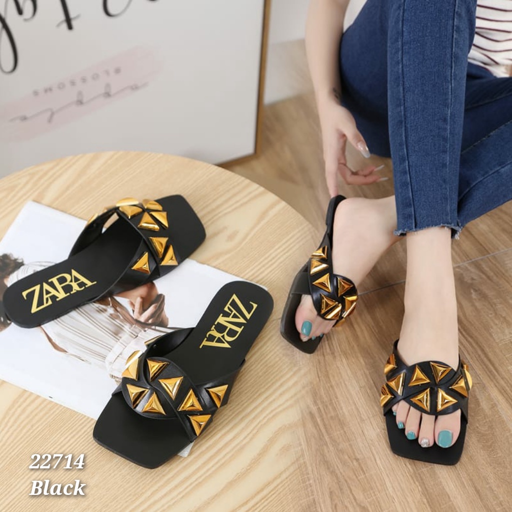 NEW ARRIVAL BEST SELLER SANDAL WANITA FLAT IMPORT TERMURAH  22714