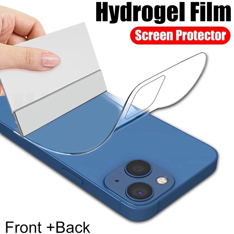 Film Pelindung Layar Hydrogel Full Cover anti Gores / Jatuh Untuk iPhone 14 Pro Max 14 Plus 11 13 Pro Max 12 Pro Max XR XS X 6 7 8 Plus