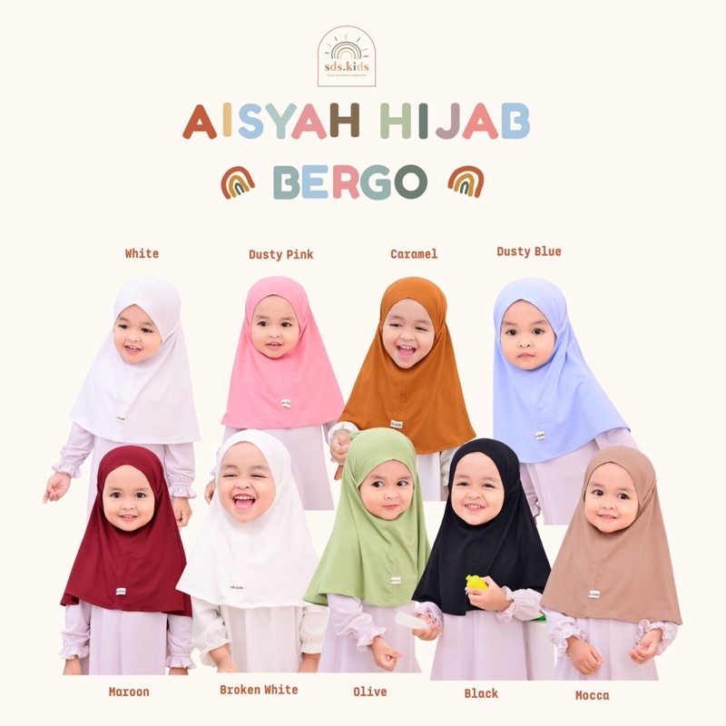 AISYAH HIJAB BERGO | kerudung bergo anak | kerudung rayon spandex anak | RANBABYROOM