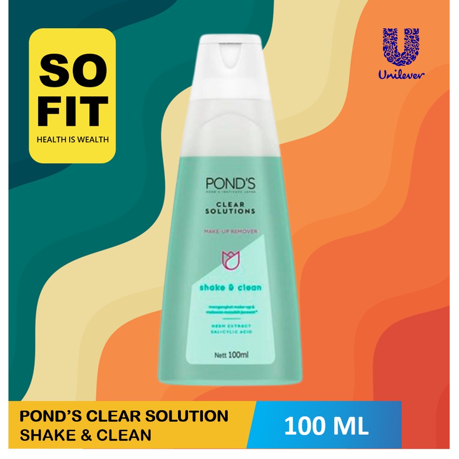 PONDS Clear Solution Shake &amp; Clean 100ml / POND'S Pembersih Make Up / POND Pembersih  Kosmetik Wajah