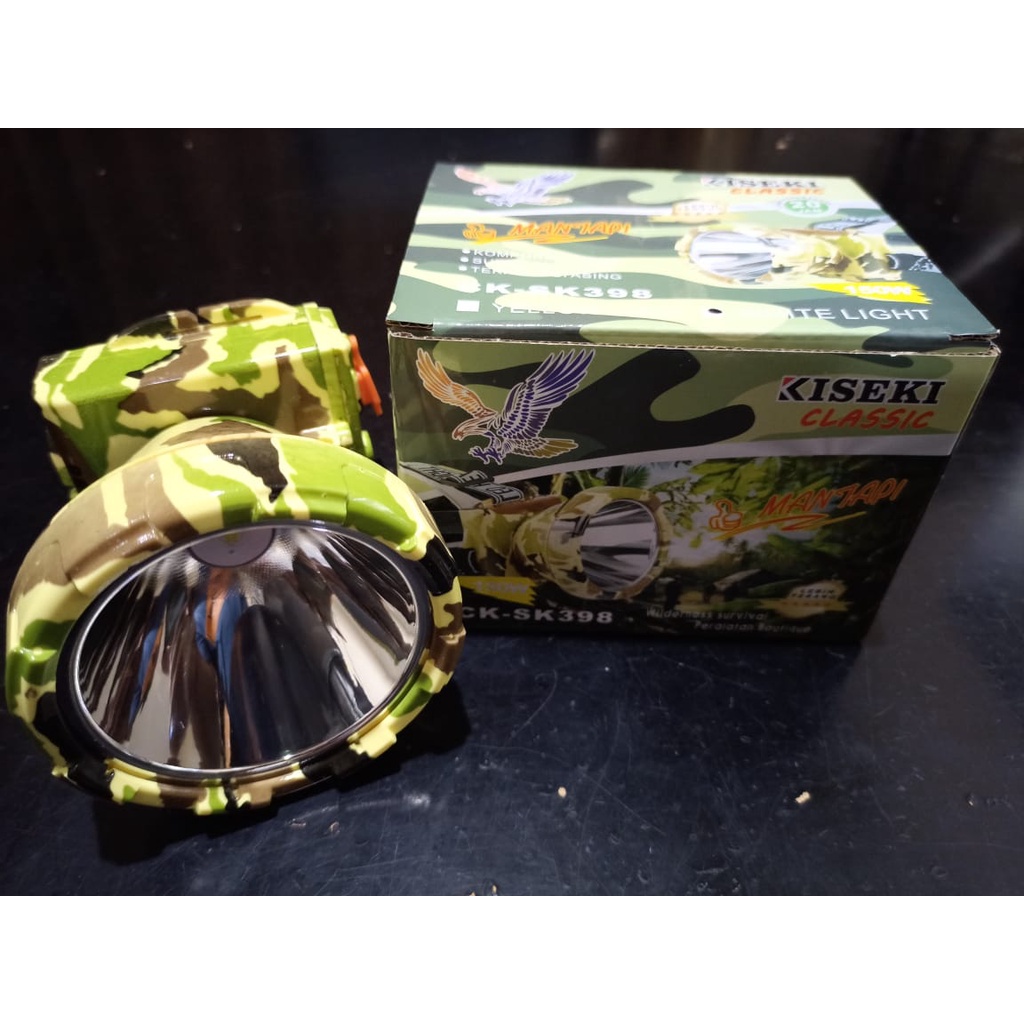 Senter Kepala Kiseki CK-SK398 Putih/Kuninig 150 Watt Charger bonus Lampu