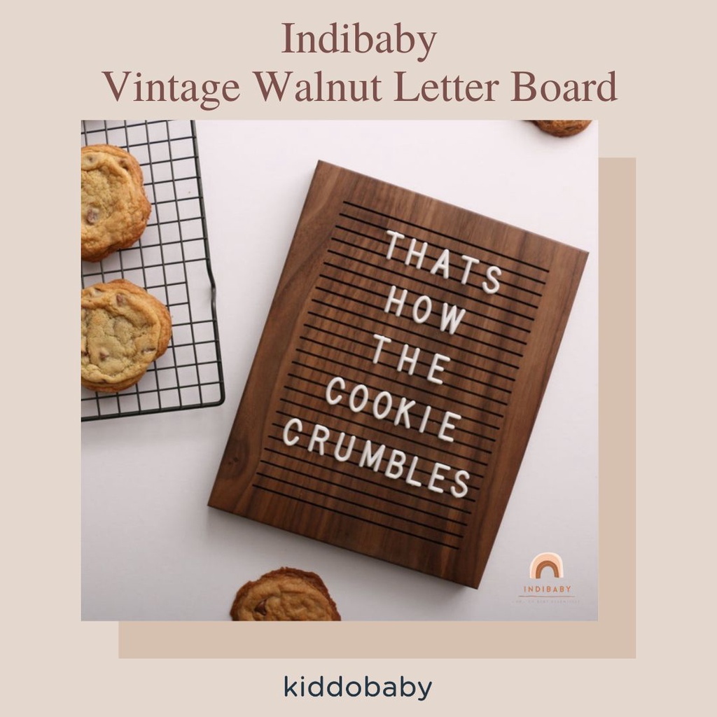 Indibaby Vintage Walnut Letter Board | Papan Nama