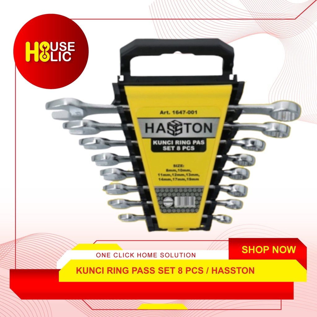 HASSTON Kunci Ring Pass Set 8 Pcs 8-19 TL / Kunci Pas 8-19TL 1647-001