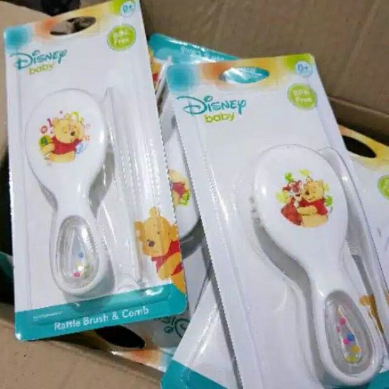 Kiddy Disney sisir bayi isi 2 putih sisir kecil sisir pooh kiddy rattle brush and comb