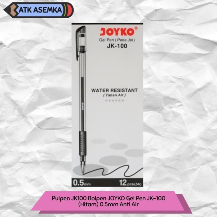 

Pulpen JK100 Bolpen JOYKO Gel Pen JK-100 (Hitam) 0.5mm Anti Air - Hitam