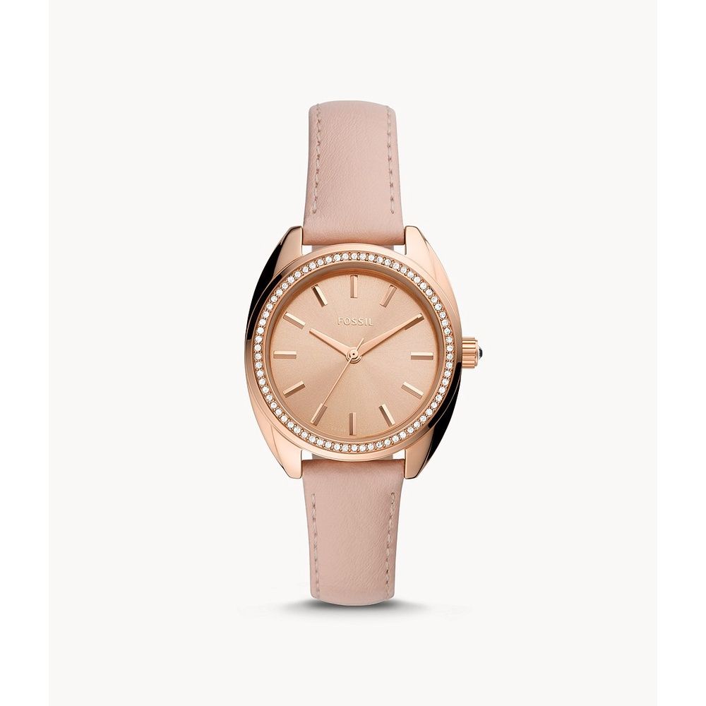 Jam Tangan Wanita Vale Solar Powered  Pink Leather Strap Original BNIB BQ 3773