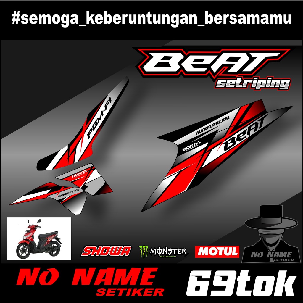 Striping Beat Karbu 2008 2009 2010 2011 2012 (69tok) Variasi Sticker Stiker Skotlet Motor Scotlite List