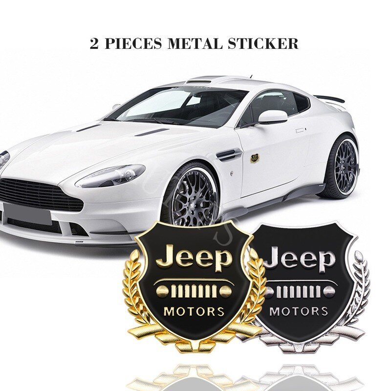 2 Pcs Sticker Emblem Dekorasi Kaca Jendela Mobil Jeep Wrangler jk Cherokee xj Renegade Compass 2022 Willys 3D Bahan Metal