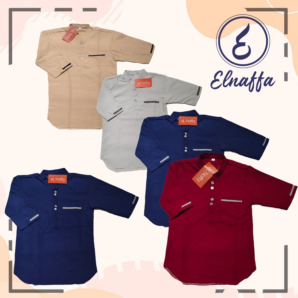 EL-NAFFA Baju Anak-Anak || Baju Koko Kurta Anak || Koko Kurta Anak Lengan 3/4 Usia 2-12 Tahun KKAT