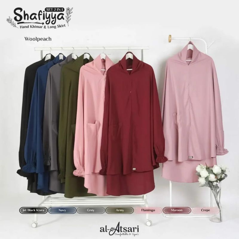 Shafiyya Set 2 in 1 by Al Atsari - Set Khimar Rok - Set Rok Khimar - Hand Khimar Shafiyya - Shafiyya
