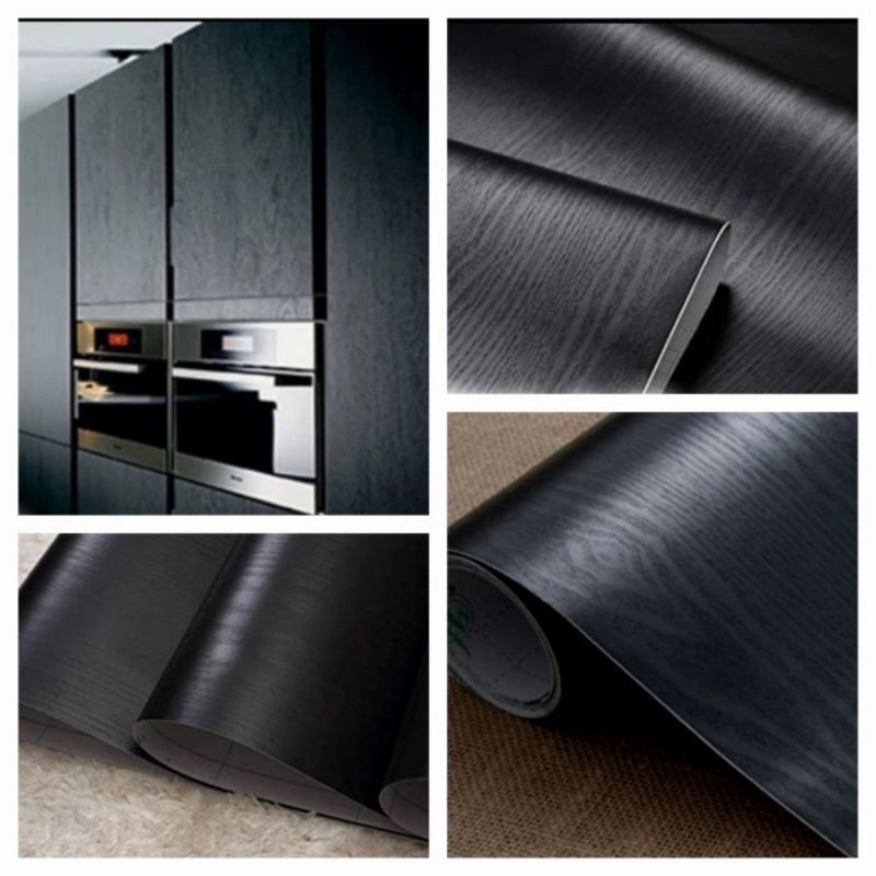 1 KG 1 ROLL WALLPAPER DINDING STIKER DEKORASI UKURAN 10 METER X 45 CM KAYU HITAM