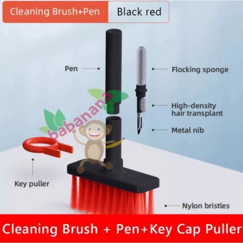 Sikat keyboard hitam merah cleaning set kit mechanical puller brush