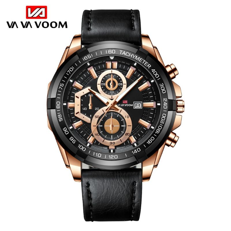 BAYAR DITEMPAT Jam Tangan Original VAVA VOOM 232 Strap Kulit Leather QUARTZ Jam tangan pria wanita F