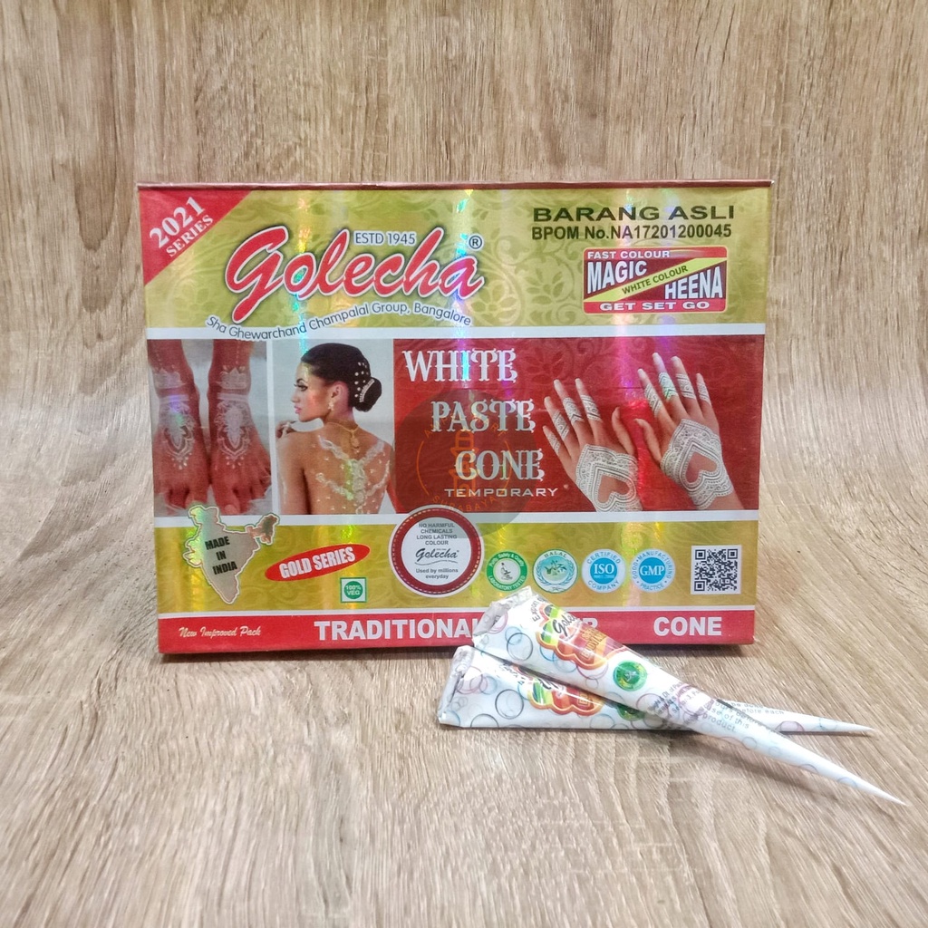 (1 LUSIN) Henna Golecha White Henna Pasta Putih Henna Warna Putih Original BPOM Heena Putih Heena Golecha Hena Magic Golecha 12 PCS