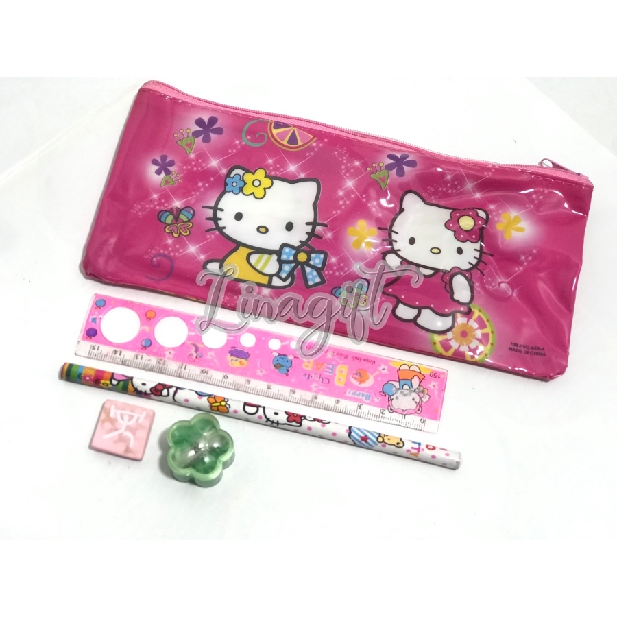 STATIONERY SET 5 MACAM ( PENSIL PENGGARIS PENGHAPUS SERUTAN BUKU NOTES ) PRINCESS FROZEN HELLOKITTY LOL SOFIA THE FIRST