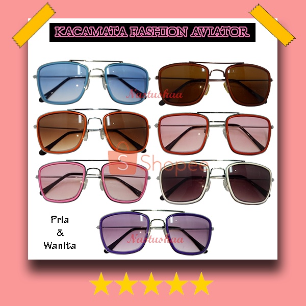 Kacamata Hitam Sunglasses Anti UV Fashion Kotak Aviator Casual Trendy Style Terbaru Ringan dan Stylish Untuk Pria dan Wanita NOCASE