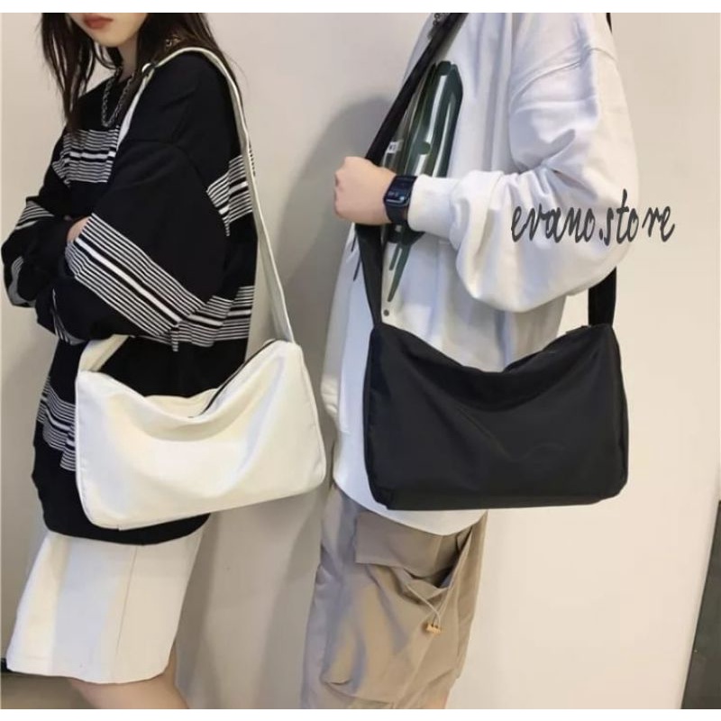 VIOR SLINGBAG TERBARU TAS SELEMPANG BAHU KANVAS WANITA PRIA REMAJA POLOS KOREAN STYLE