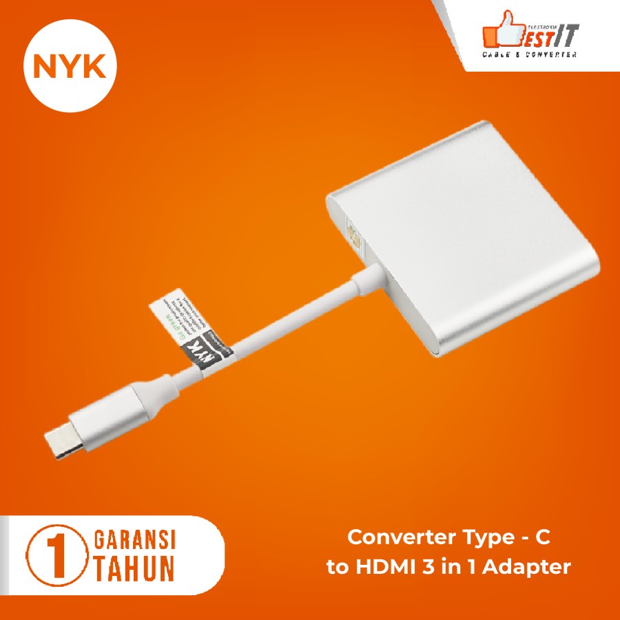 Kabel Converter 3 in 1 USB Type C To HDMI 4K Multiport Adapter Cable
