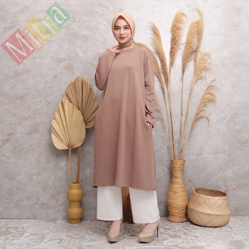 TUNIK BORTEGA - KAOS RAJUT IMPORT MUSLIMAH JUMBO XXL MURAH GROSIR POLOS KNIT TEBAL ADEM MELAR ABG Co