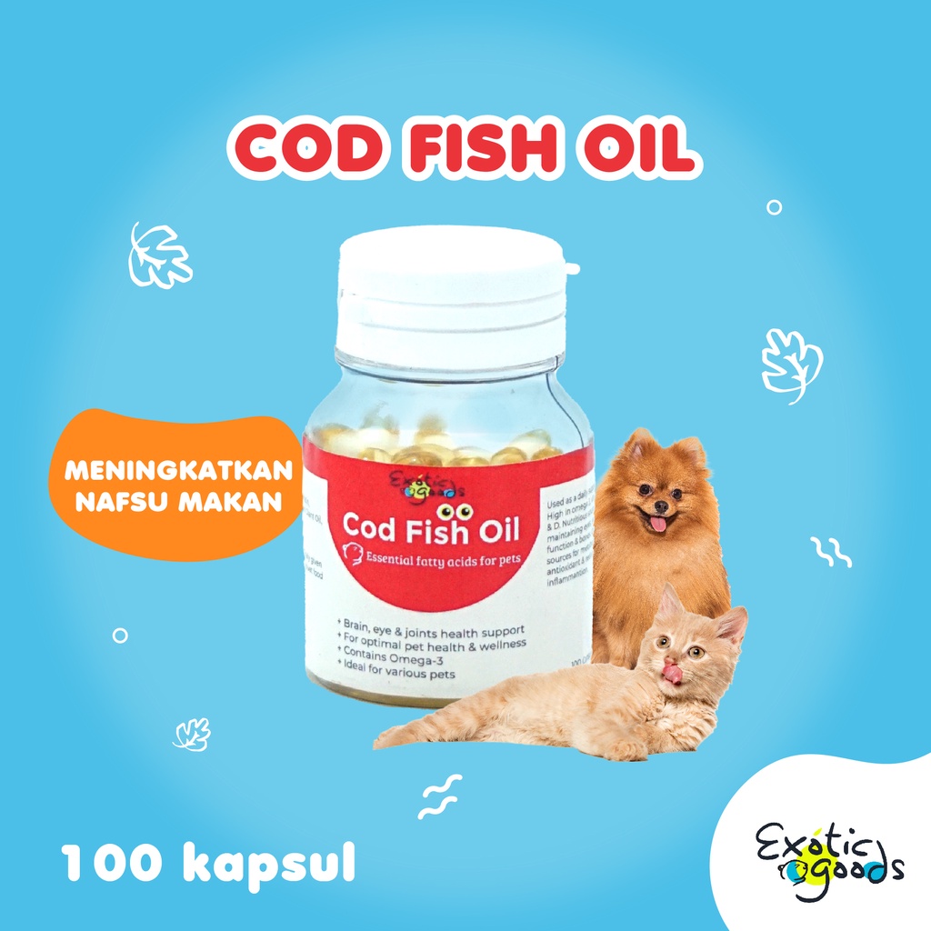 EXOTICGOODS COD FISH OIL 100 KAPSUL SOFT GEL MINYAK IKAN SUGAR GLIDER MINYAK IKAN HEWAN FISH OIL KUCING ANJING