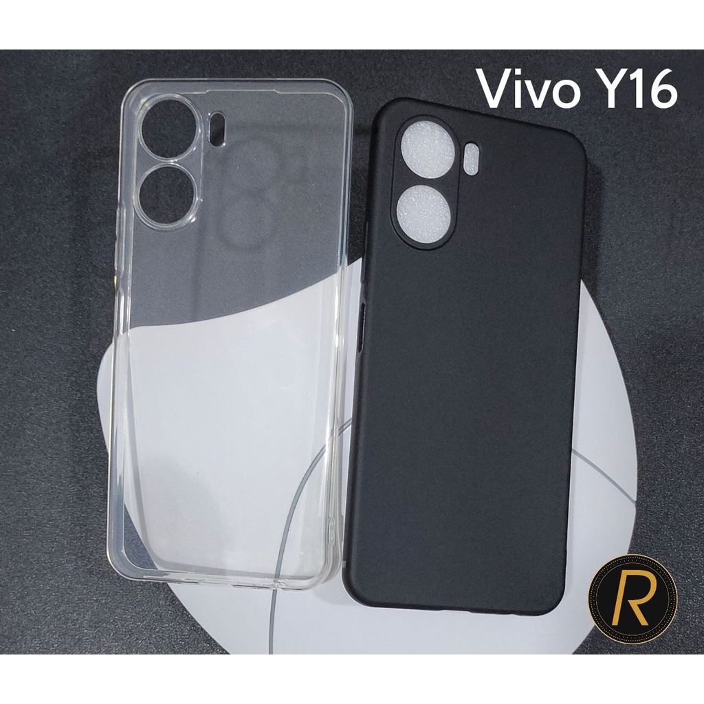 premium case vivo y16 y22 y35 new case hitam dan bening casing protect camera softcase 3d camera sil