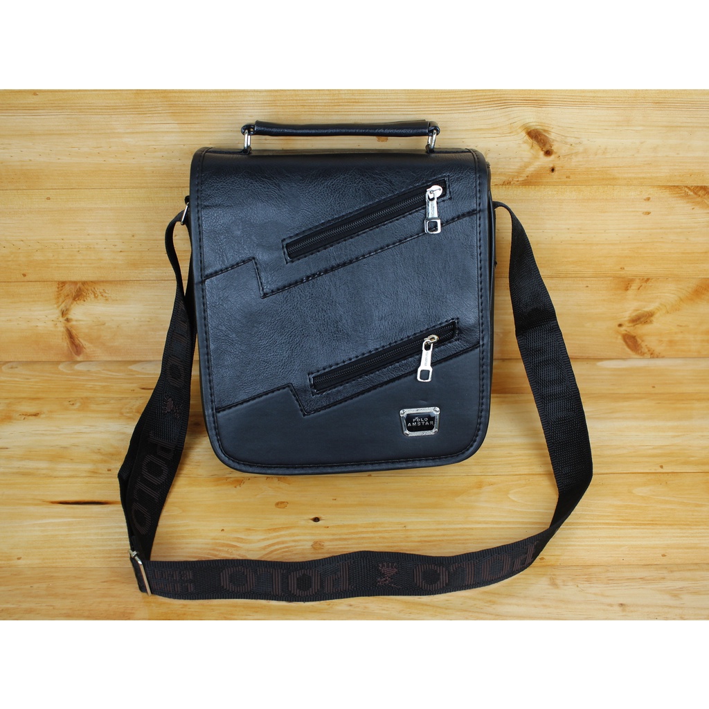 Tas Polo Amstar 10'Inchi Bahan Kulit PU Leather Tas Selempang Kulit Tas Pria