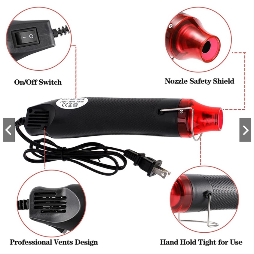 【COD+Dalam stok+Pengiriman Cepat】220V 300W Heat Gun Electric Hot Air Vinyl Scraper + Cutter / Alat Untuk Memancarkan Aliran Udara Panas / Pengupas Vinyl / Perkakas Elektrik