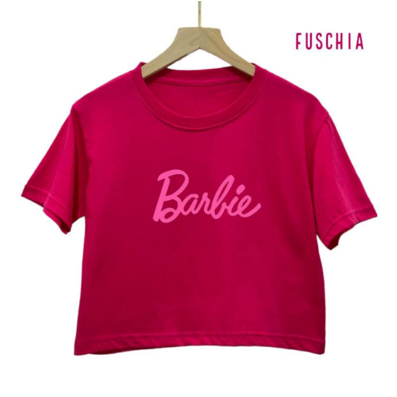 Kaos crop top katun combed 30 motif barbie 002